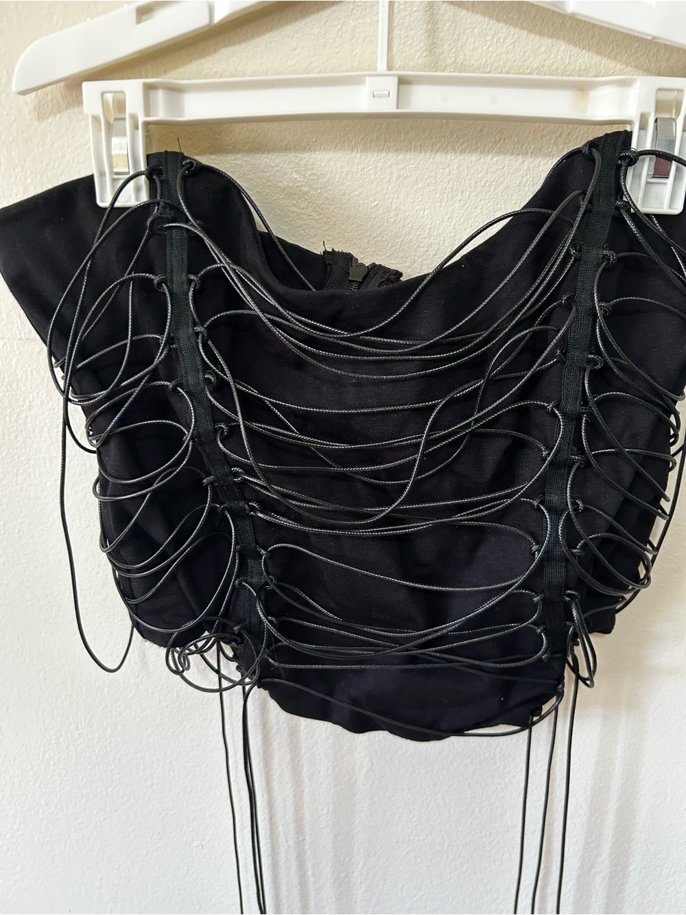 Fashion Nova Black Asymmetrical Lace-Up Corset Top